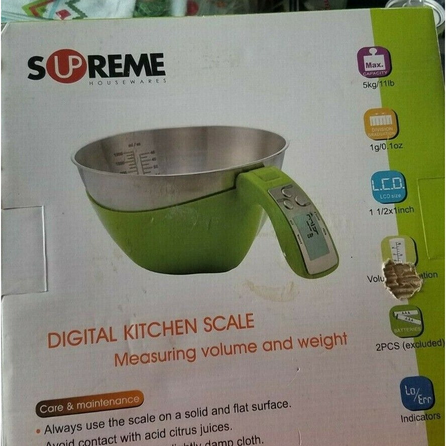 Supreme Housewares Electronic Digital Kitchen Scale Green