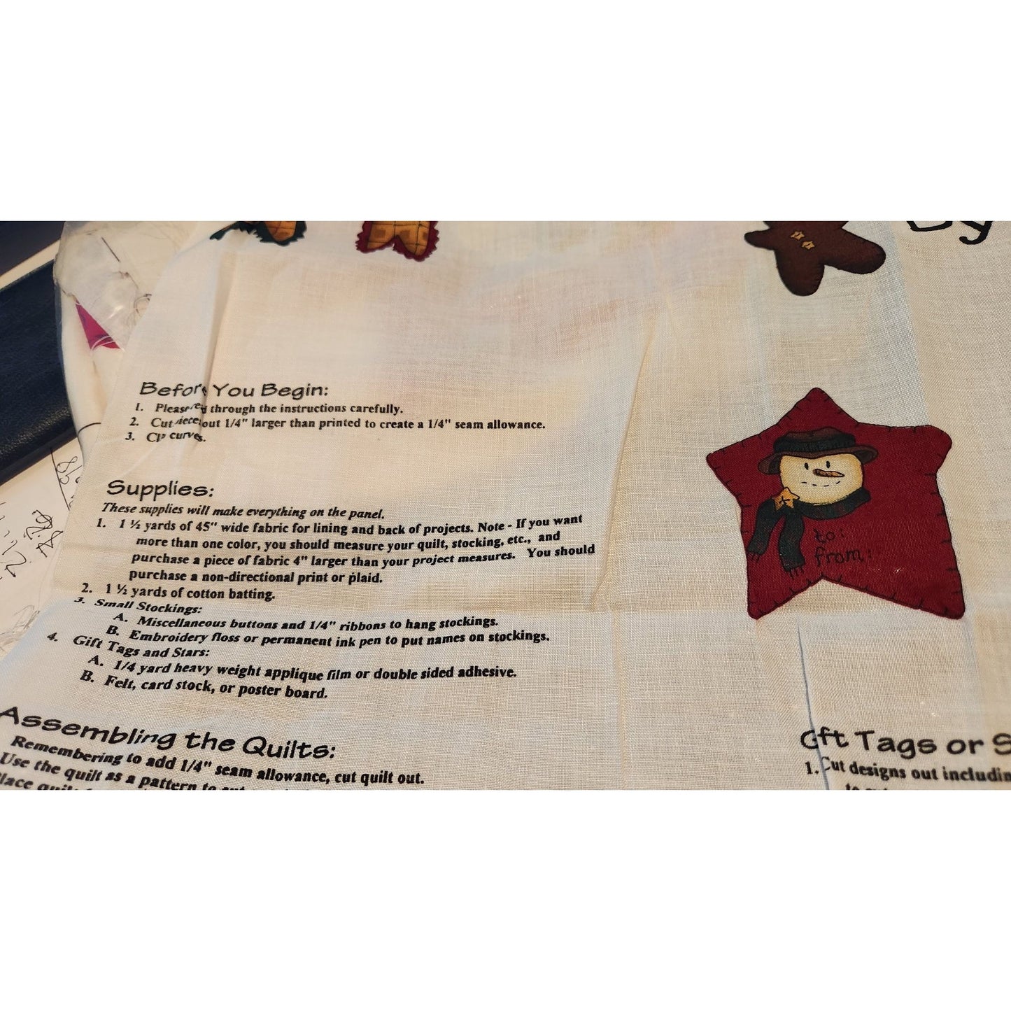 Craft Kit Whispering Pines Christmas Panel 36 x 60 Make several items applique