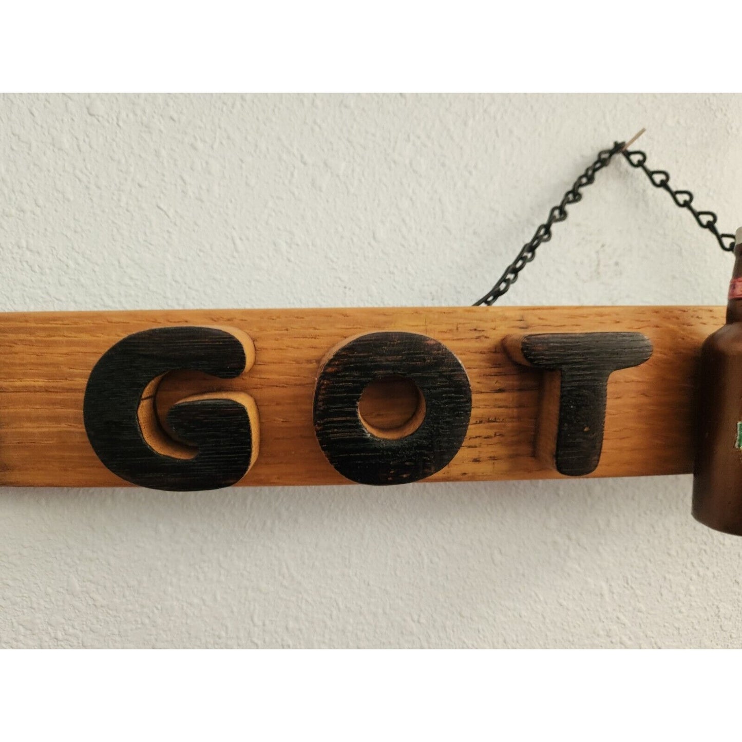 Wood Sign Wine Stave says " Got Beer  ", Beer Ornament, Letters Cut from Stave