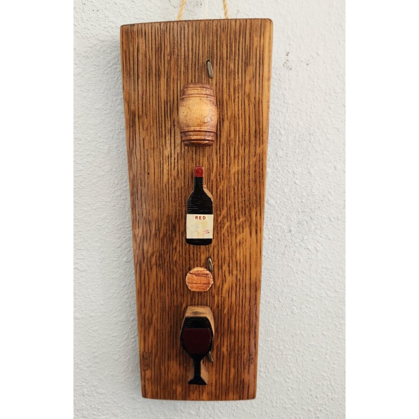 Wood Sign Wine Barrel Wine Bottle Cork Wine Glass Cut from Wine Stave Painted