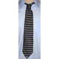 Tie Men's 100 % Silk Neck Tie Puritan Black White Gold Geometric Stripes