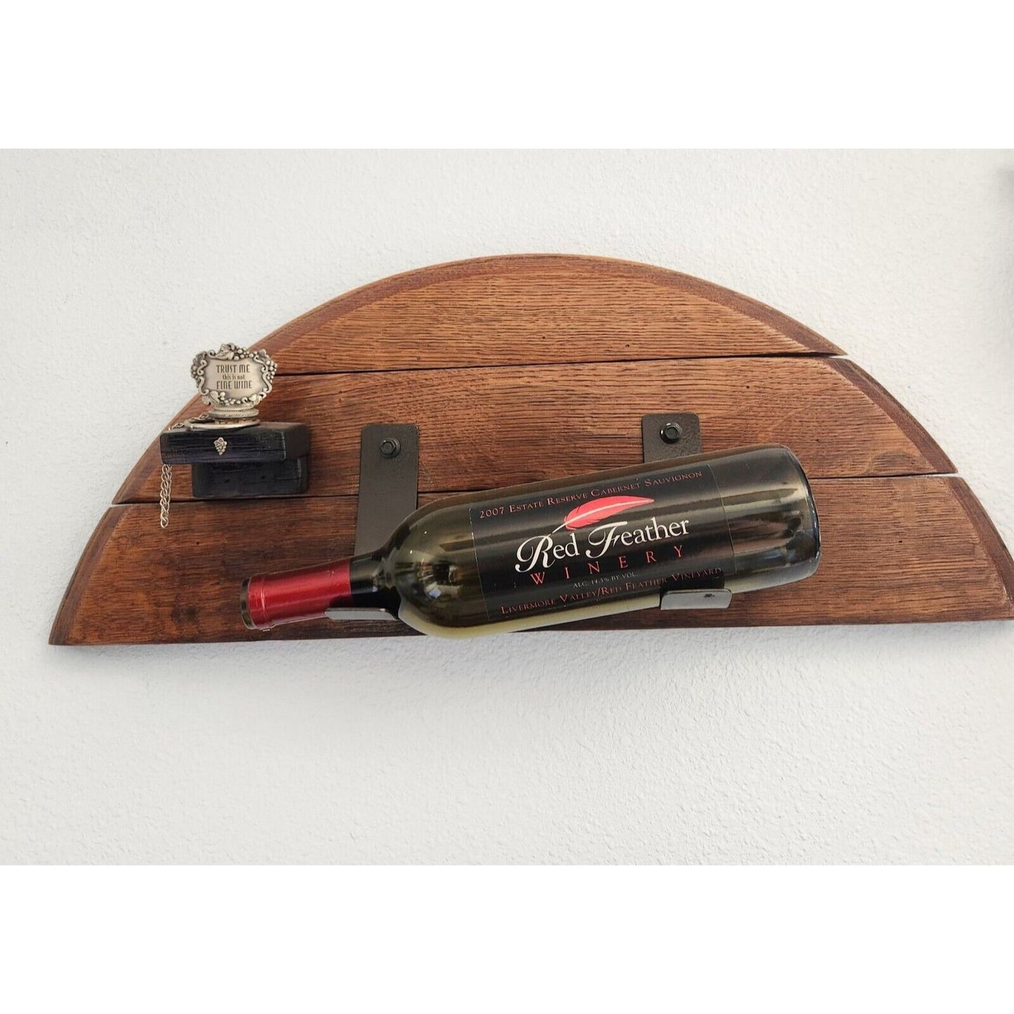 Wood Wine Bottle Holder 1 Bottle 1 Bottle Stopper Made from Wine Barrel and Ring