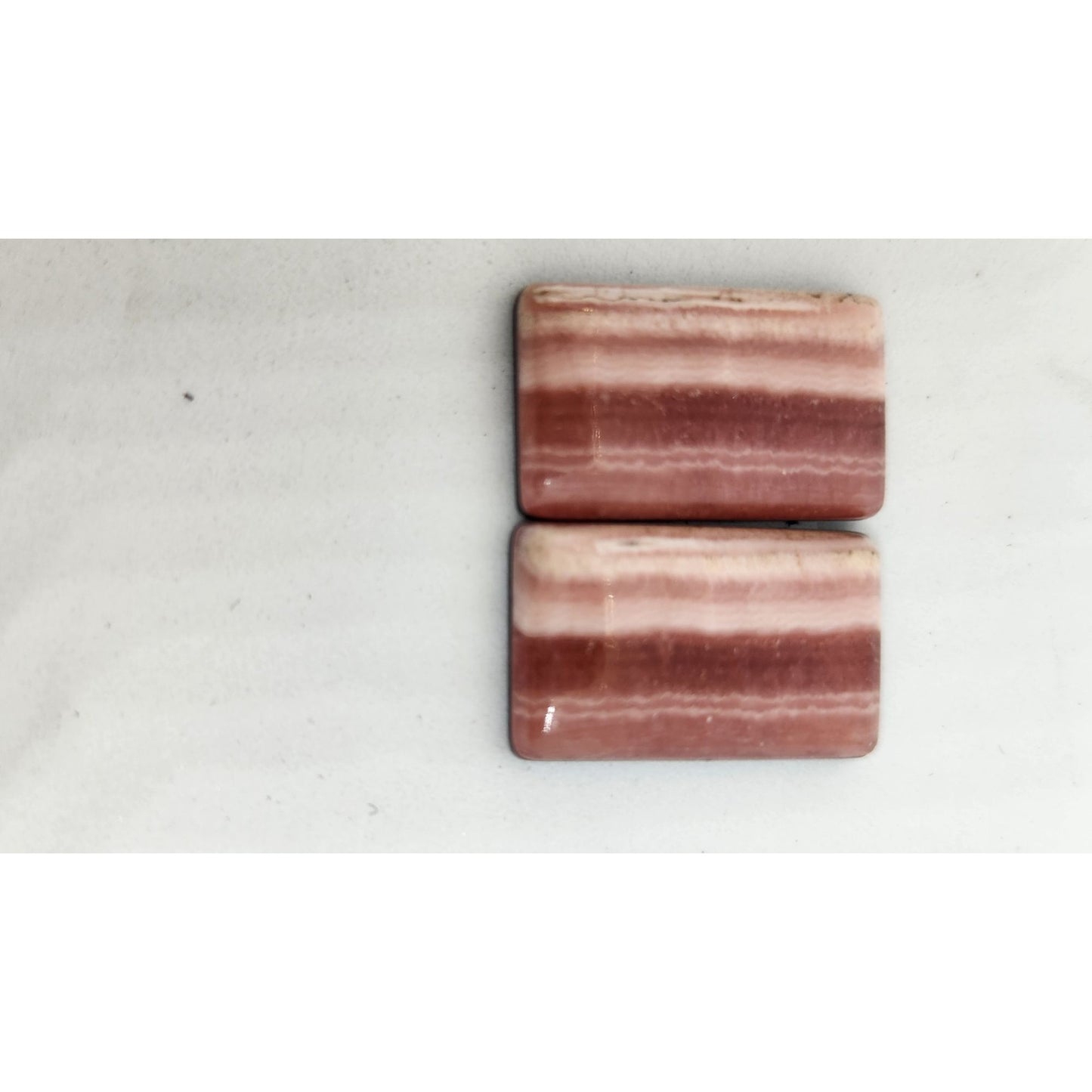 Gemstone Loose Matched Pair Rhodochrosite Crystal Pink Stripes 23.5 ct  5.1 gr