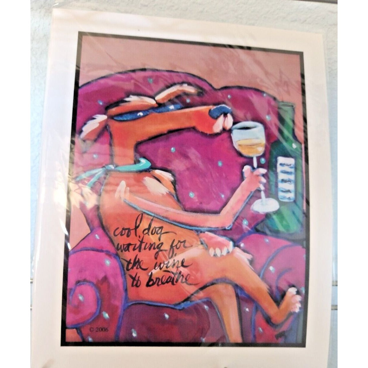 Susan Rene Fine Art Print " Cool Dog Waiting for the Wine to Breath" 8" x 10"