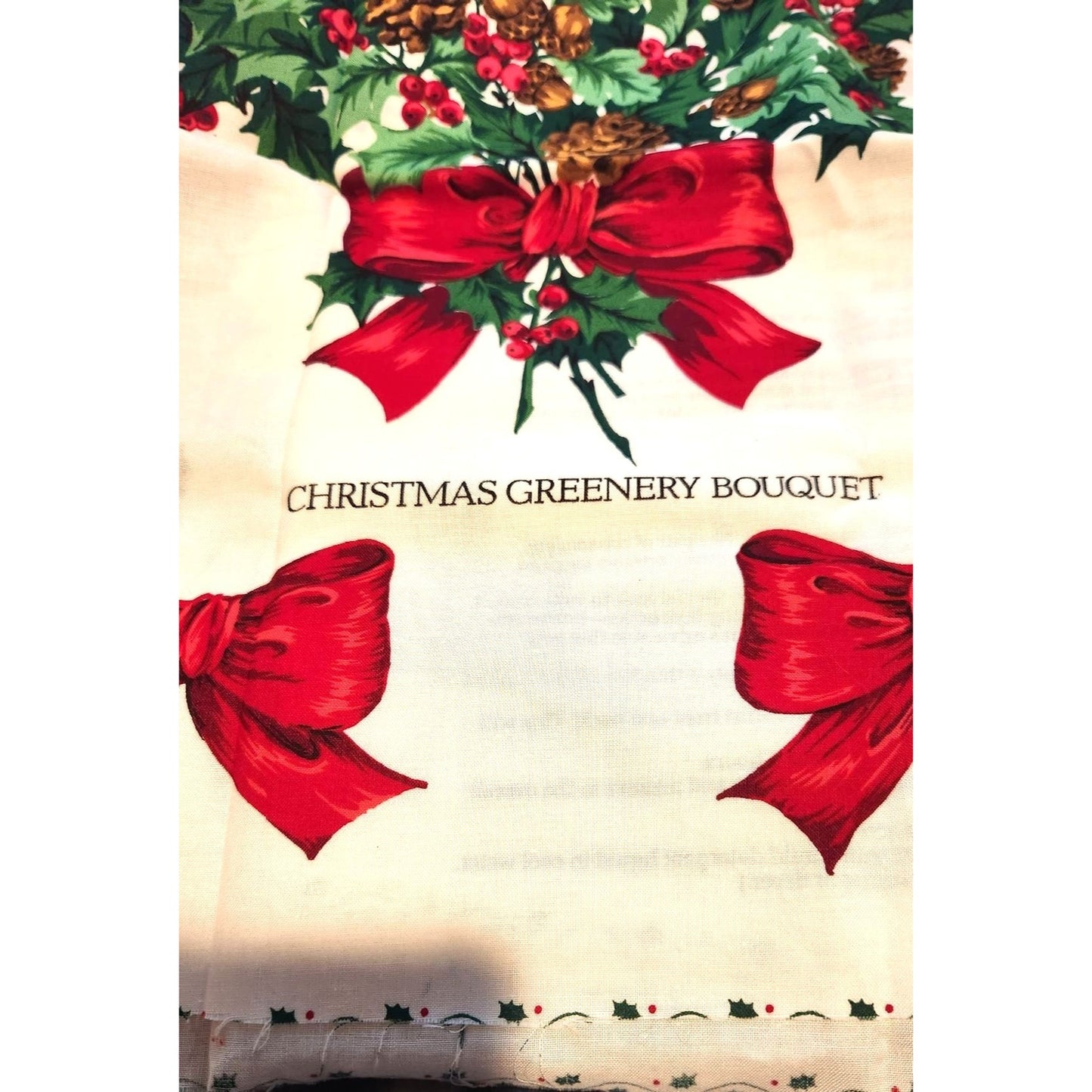Craft Kit  Christmas Greenery Wearable Art Flowers Birds Ribbon Bows 46" x 36"