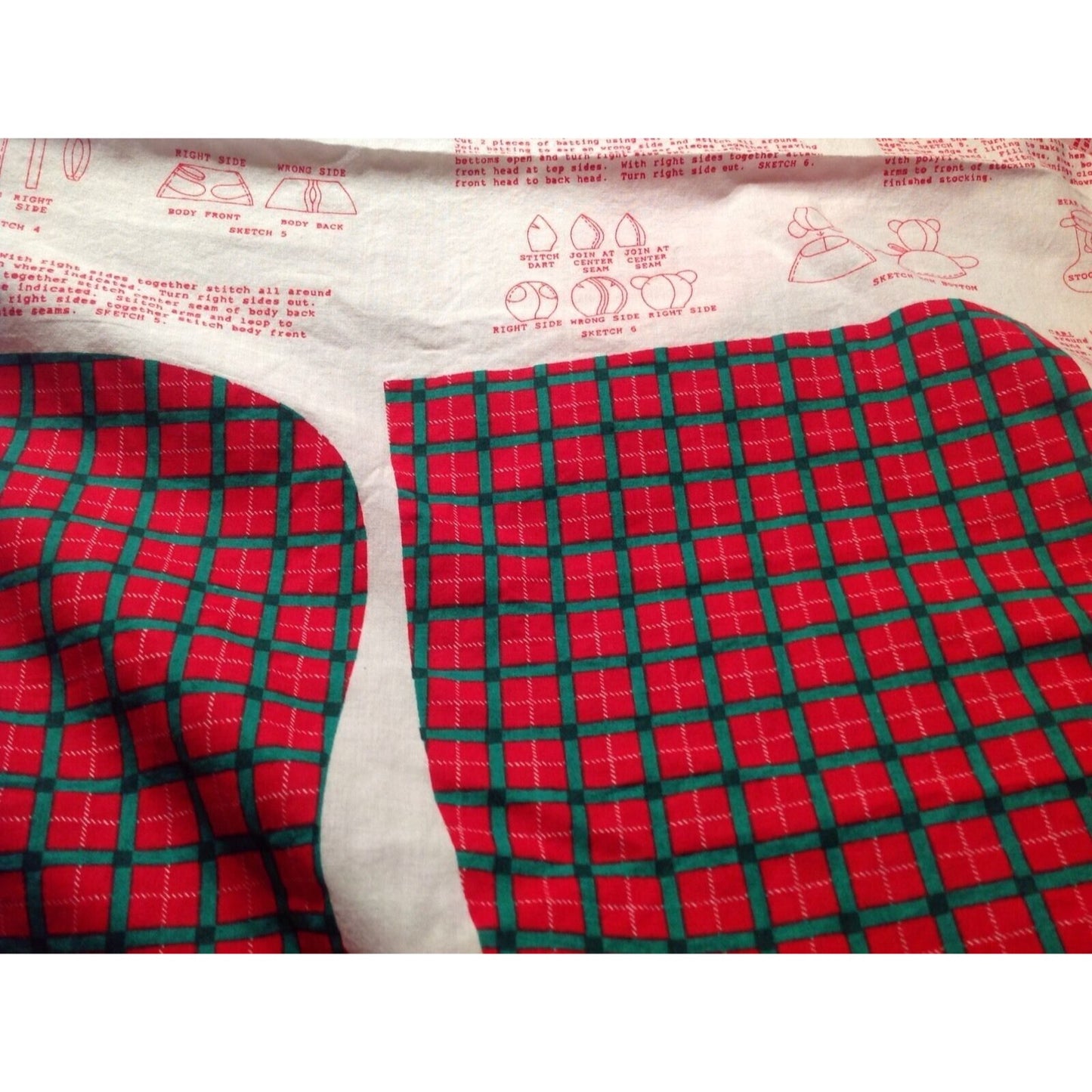 Material Fabric Christmas Stocking Bear Santa Pattern Instructions