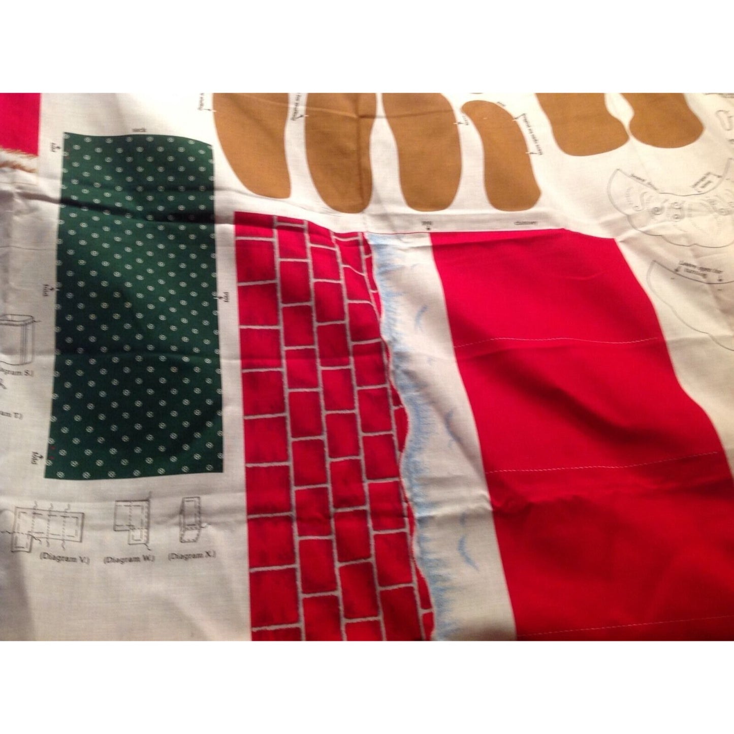 Material Fabric Christmas Santa Bear in Chimney Pattern Instructions