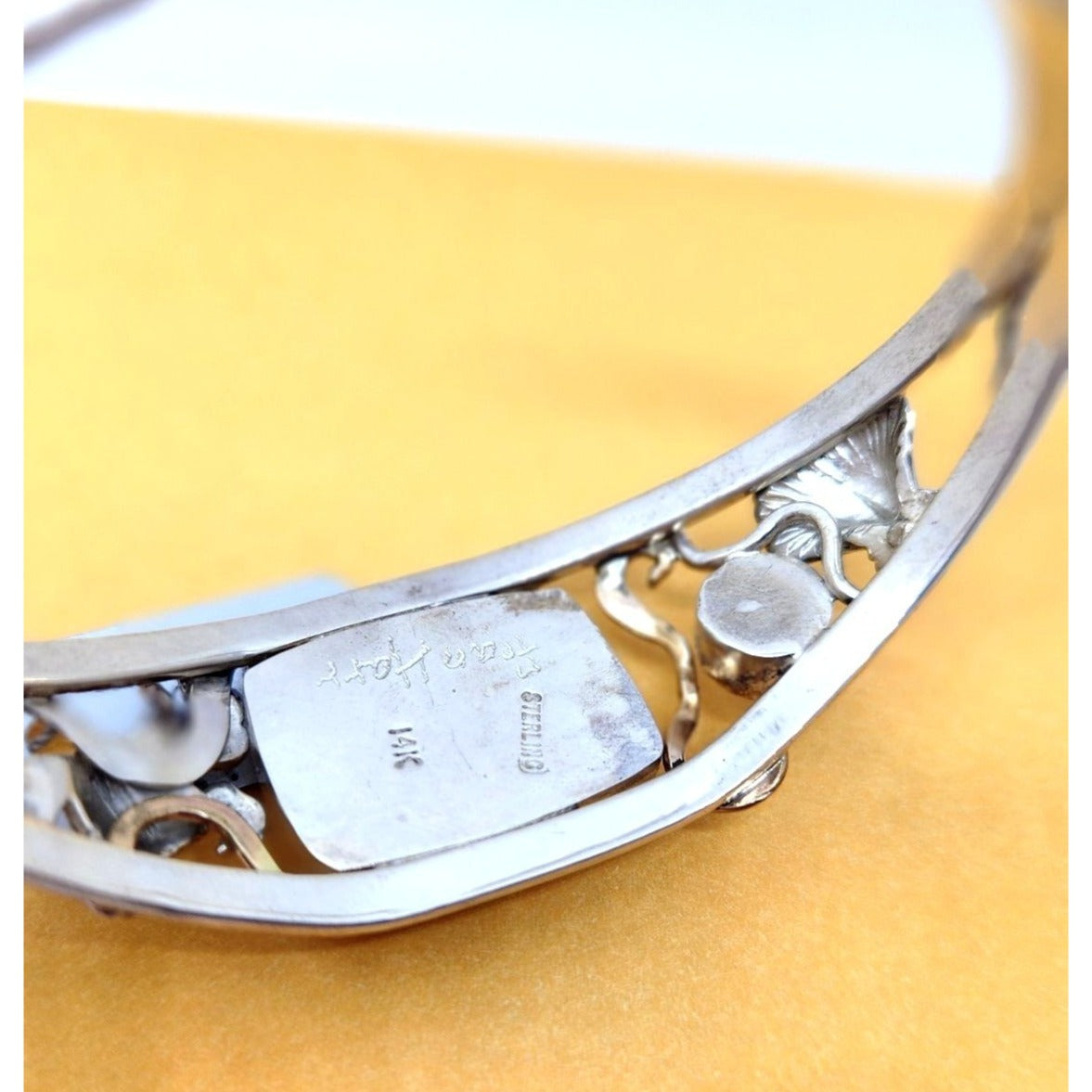 Bracelet Ocean Jasper Pearl Sterling Silver 14K Gold Accents Crab, Sea Shell ,