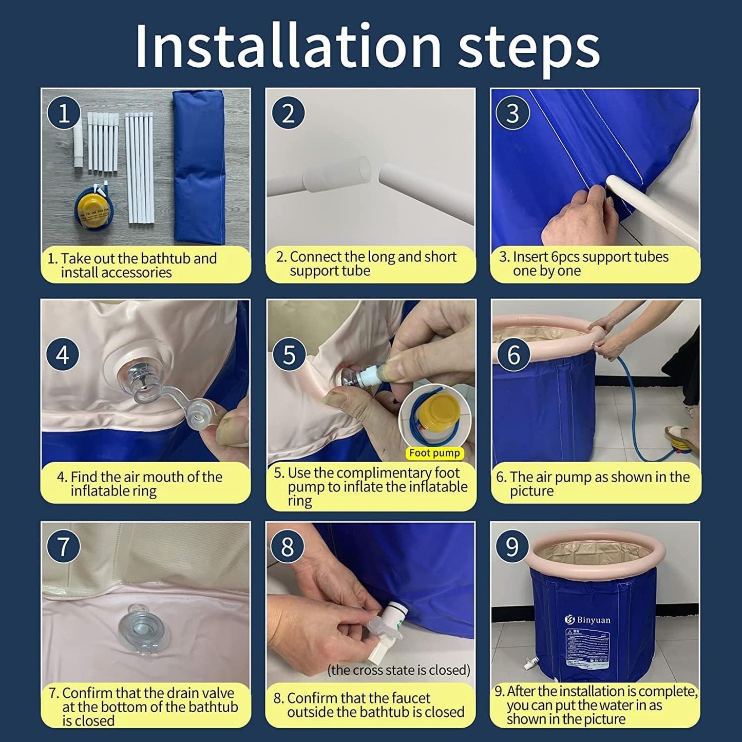 Huizhou binyuan  Portable Bathtub  Foldable Large Ice Bath Tub Outdoor  Cold Water Therapy Recovery Plunge Tub Ice Barrel I