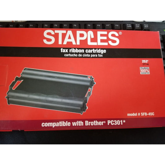 Staples fax ribbon cartridge model #SFB-45C(compatible with Brother PC301