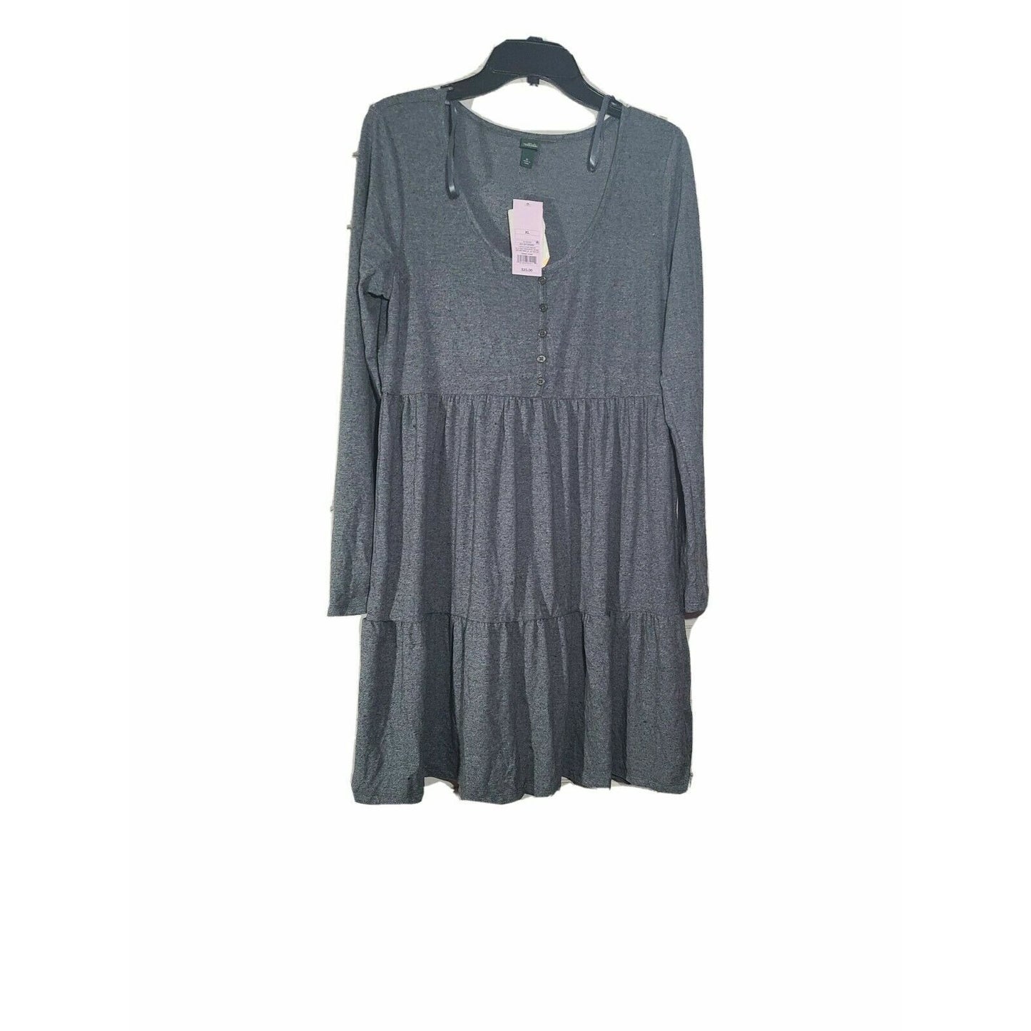 Dress Wild Fable Size XS Grey Long Sleeve Round Neck Tiered Babydoll Mini Dress