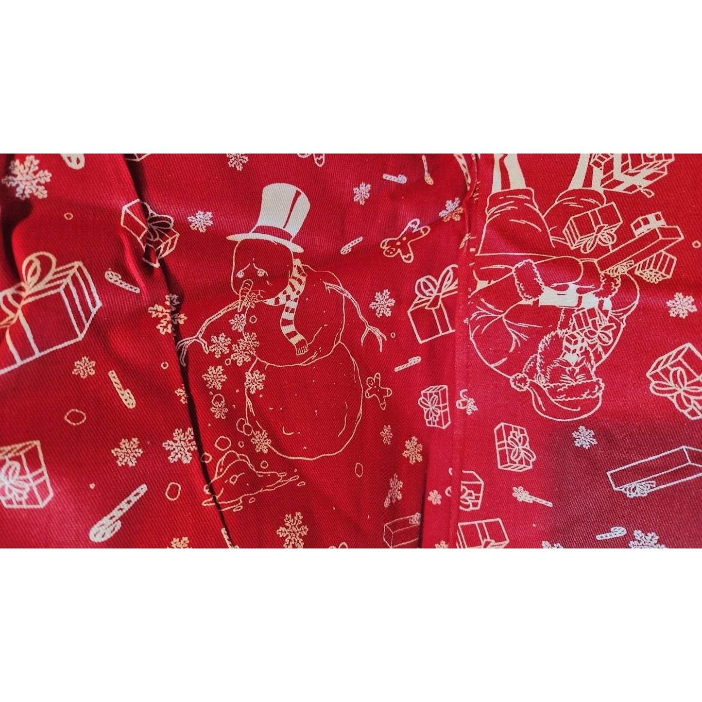 Material  Fabric Red Cotton Christmas Santa Reindeer Mrs Claus Snowmen Expelling