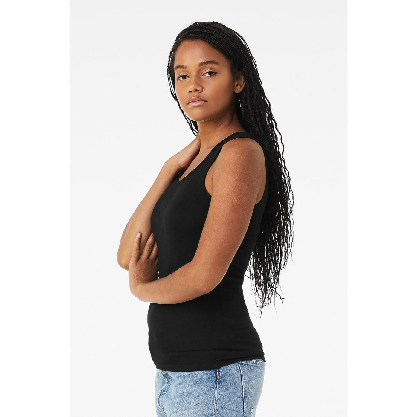 Tank Top  Black Ribbed  Bella 100% Cotton Size  XLarge