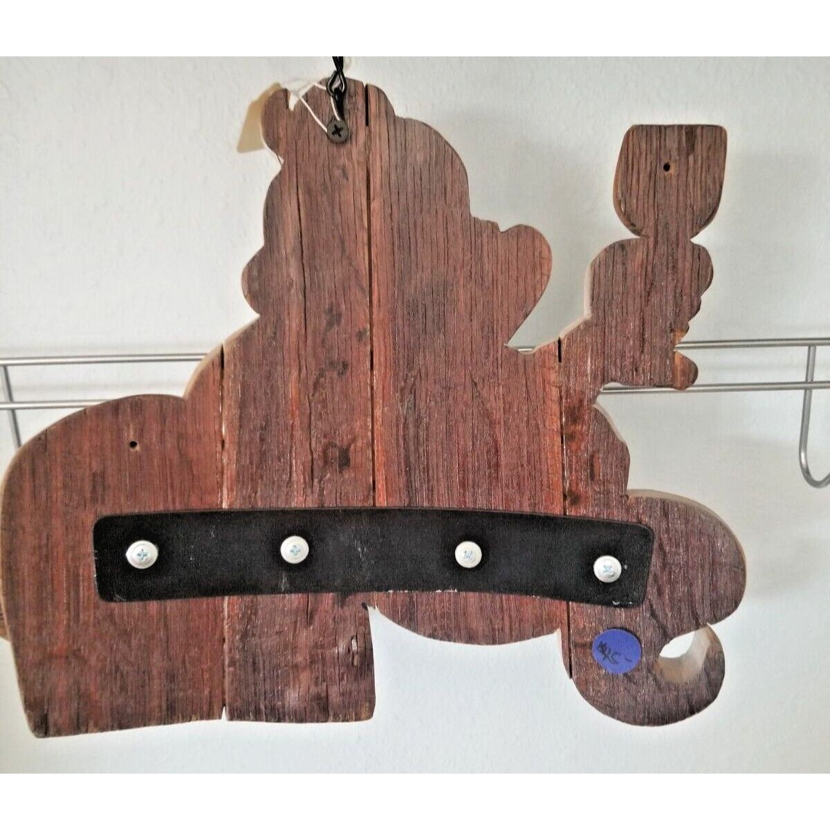 Wood Sign Halloween Ripped  Ghost Wine Drinking Pumpkin Empty Bottles Hanging