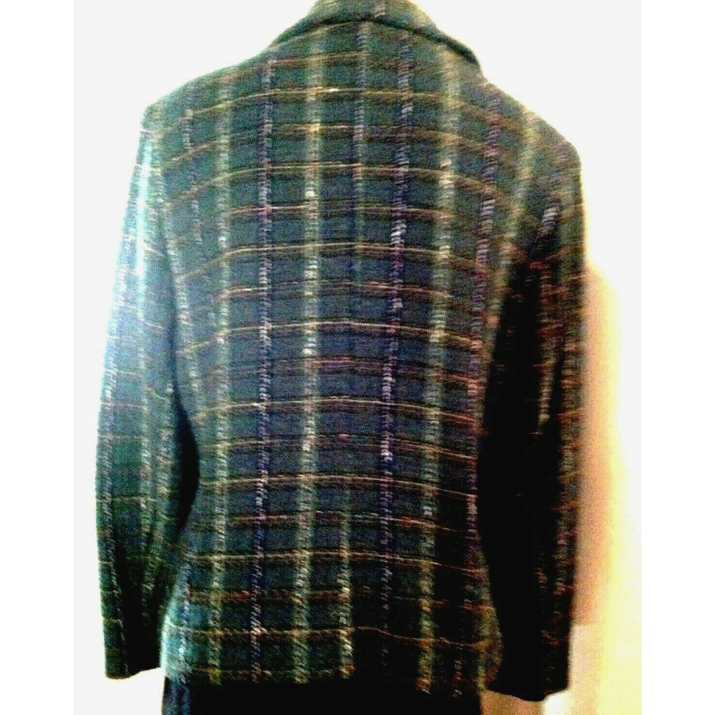 Jacket Women Hillard & Hanson Size 14 Green Plaid 3 Button Collar Long Sleeves