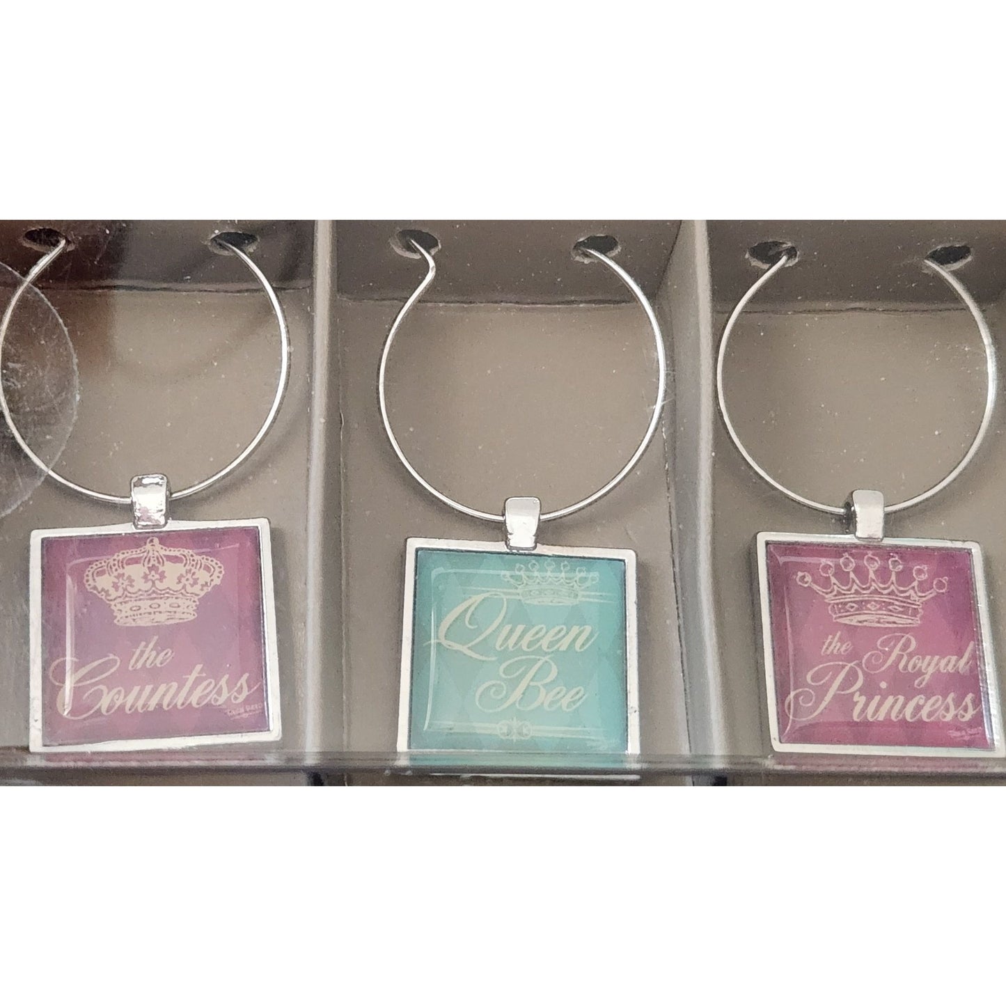 Wine Charms Set of 6 Countess Queen Bee Royal Princess Drama Queen The Queen Her Majesty