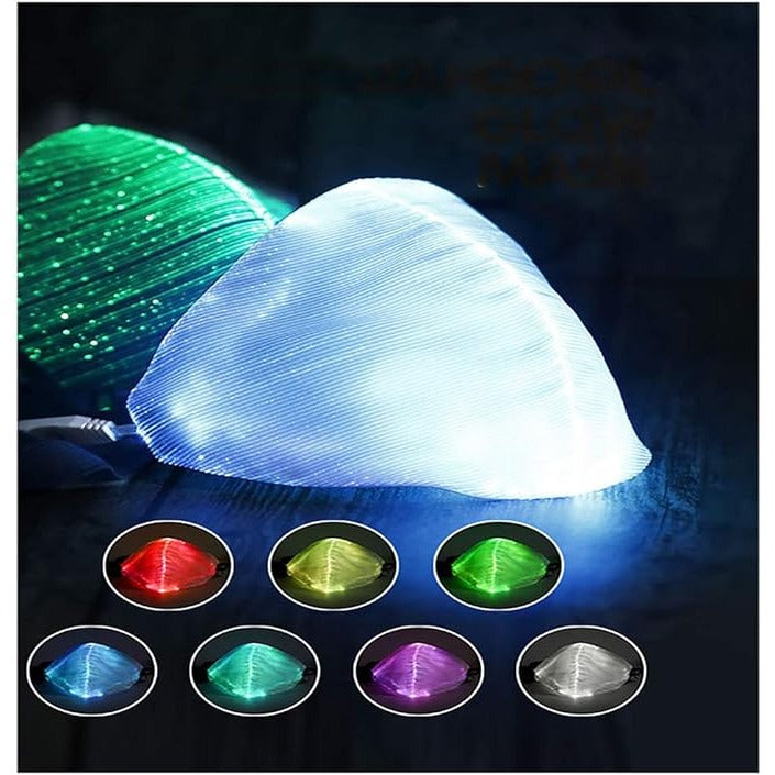 Face Mask LED Light up Face Mask 7 Color Lights USB Rechargeable Glowing Luminous Mask