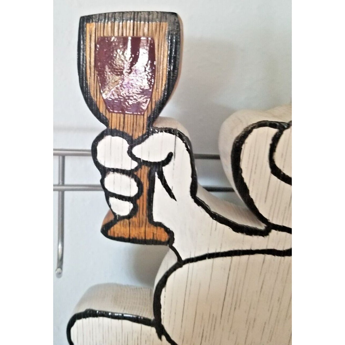 Wood Sign Halloween Ripped Wine Bottle Ghost Red Wine Glass Stave Hanging