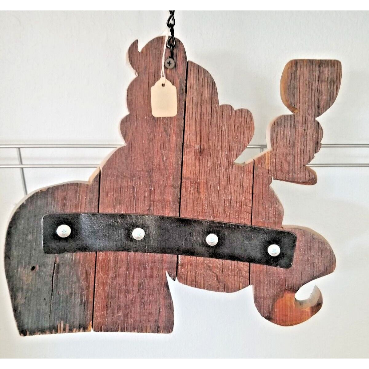 Wood Sign Halloween Ripped Wine Bottle Ghost Red Wine Glass Stave Hanging