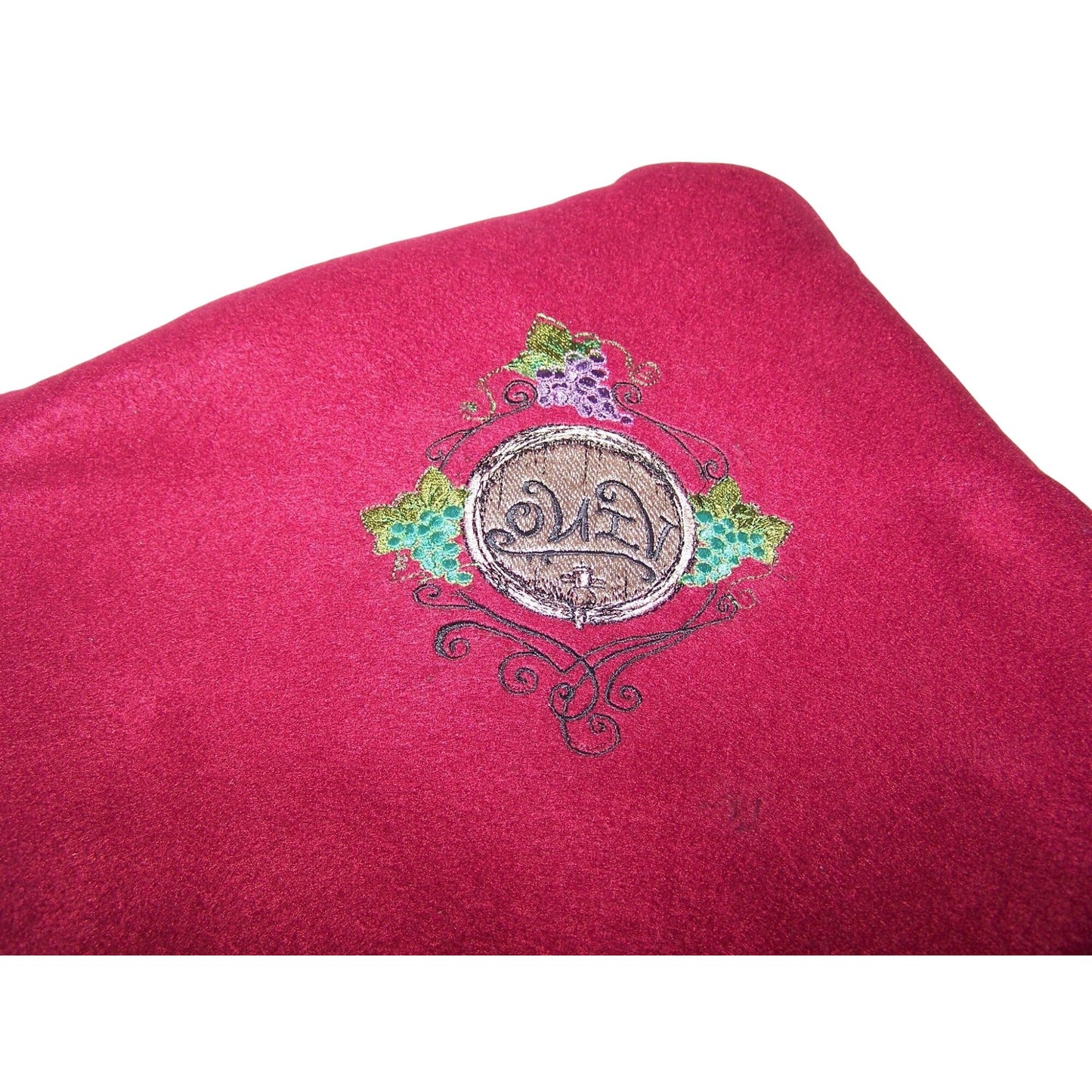 Embroidered Blanket Red  48" x 66" Fleece Wine Bottles Signs 4 Corners