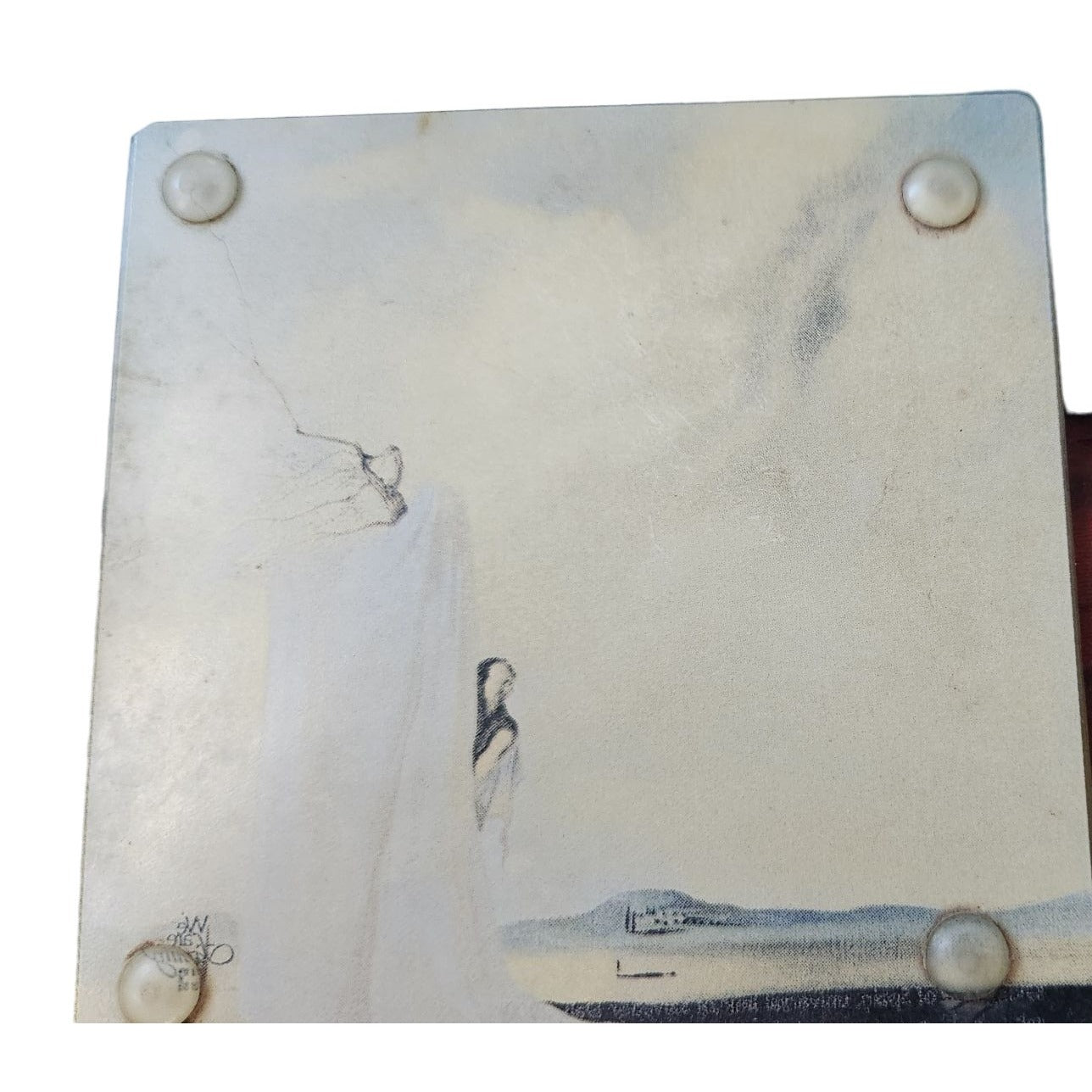 Glass Coasters Salvador Dali's Artwork Graphics  4 " x  4 "  Set of 4  Rubber Feet