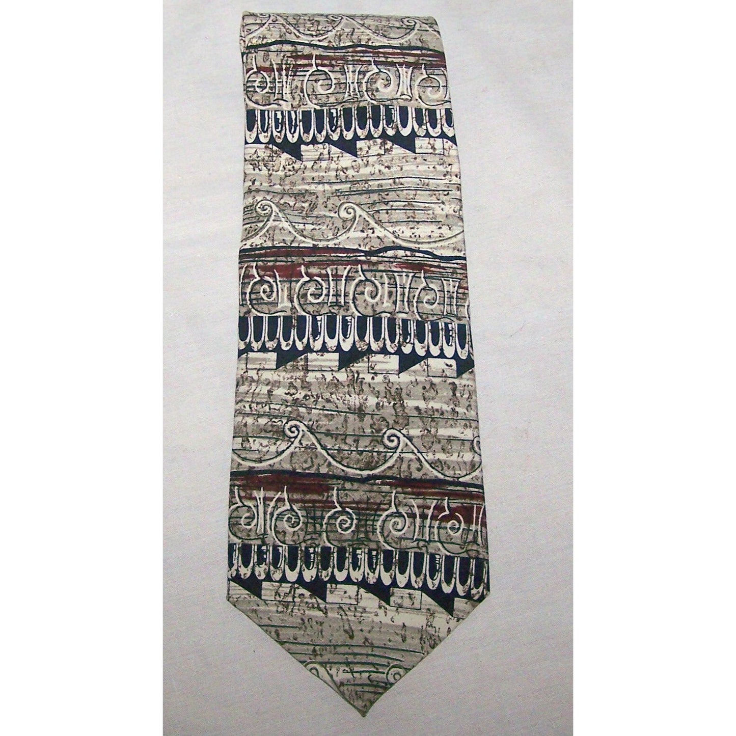 Tie Brown White Black Art Neck Tie Anthony Richards  Brand 57" Long  3 3/4" Wide