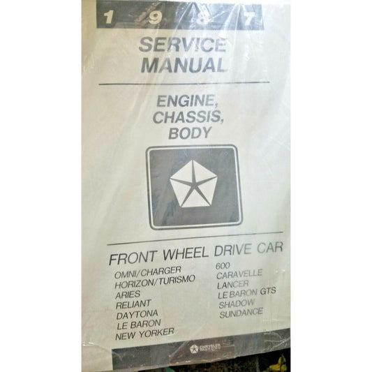 1987 Chrysler Service Manual Complete Set of 3  Engine Chassis Body Wiring