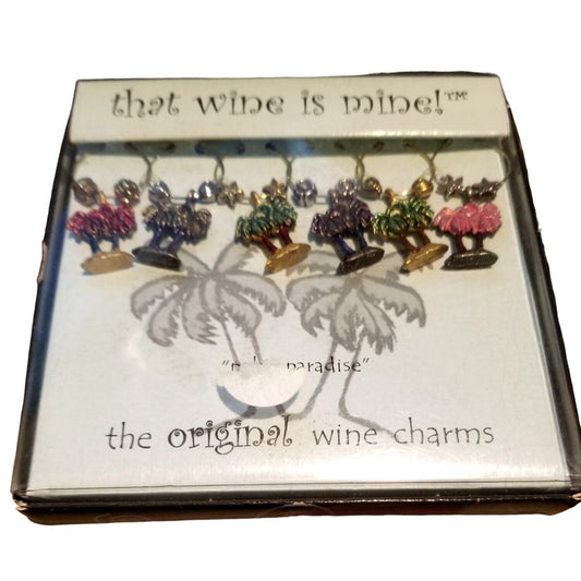 That Wine is Mine Palm Paradise 6-Piece Markers Charms Tags Glasses Wine Charm