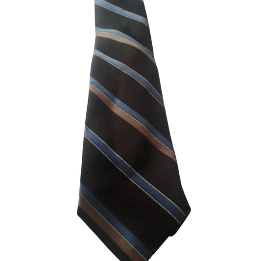 Tie  Austin Manor # 111 Brown Blue Black  3" x 56"  Polyester Silk