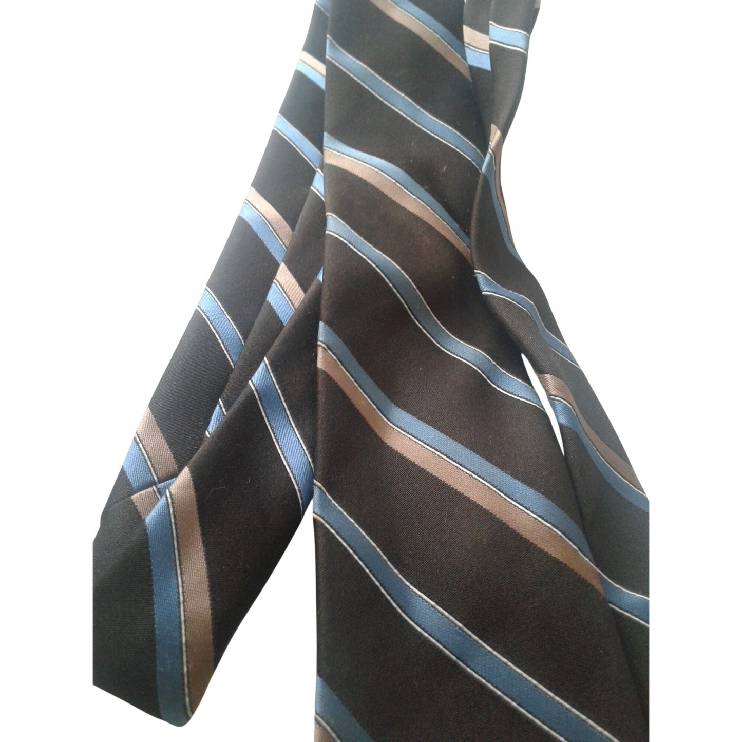 Tie  Austin Manor # 111 Brown Blue Black  3" x 56"  Polyester Silk