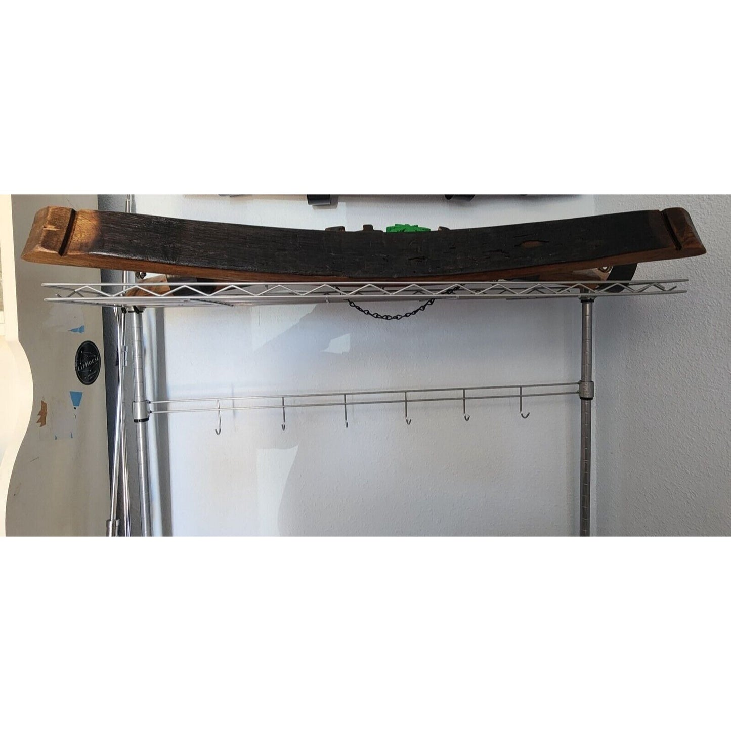 Wood Coat Rack 5 Hooks Made from Wine Barrel Stave 33 1/2 " x 3 "  x 1 "
