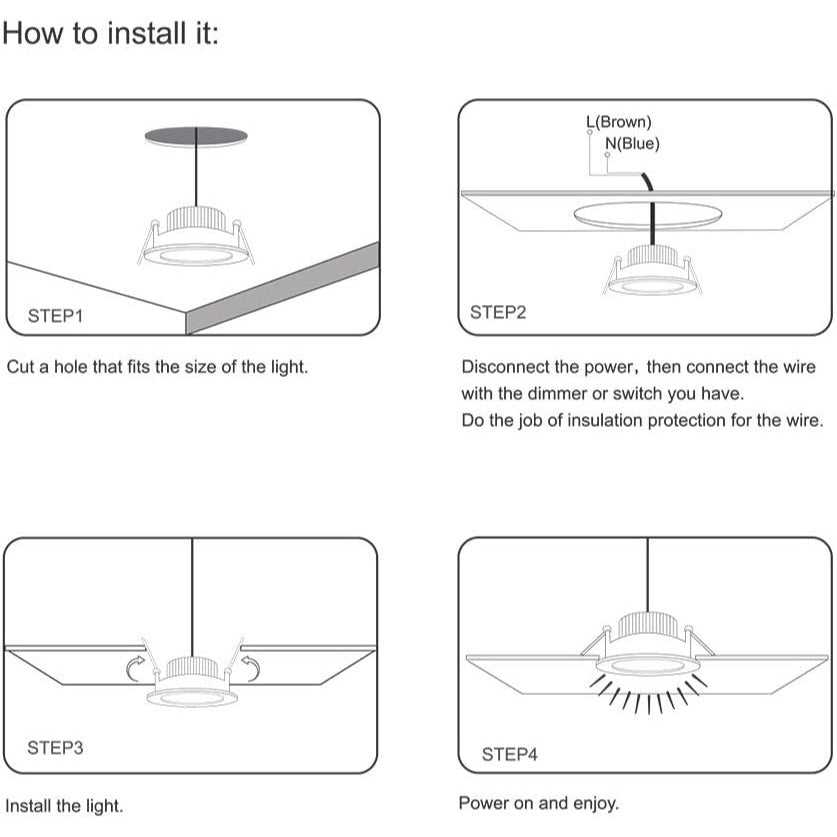 3 inch Dimmable LED Recessed Lighting, 5W Retrofit Downlight, 6000K Daylight White, CRI 80 with LED Driver, as AC 110V Ceiling Light Fixtu