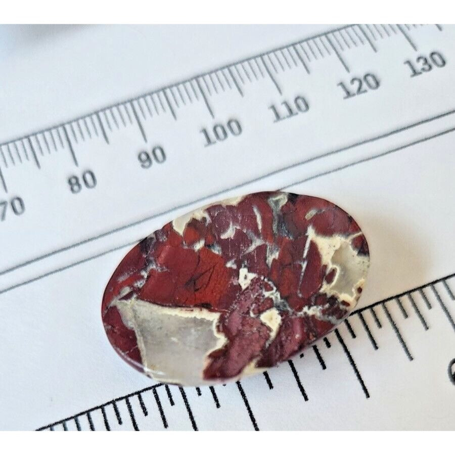 Gemstones Loose Red Brecciated Agate Cabochon 7.4 gr Pendant Size 14 mm x 30 mm