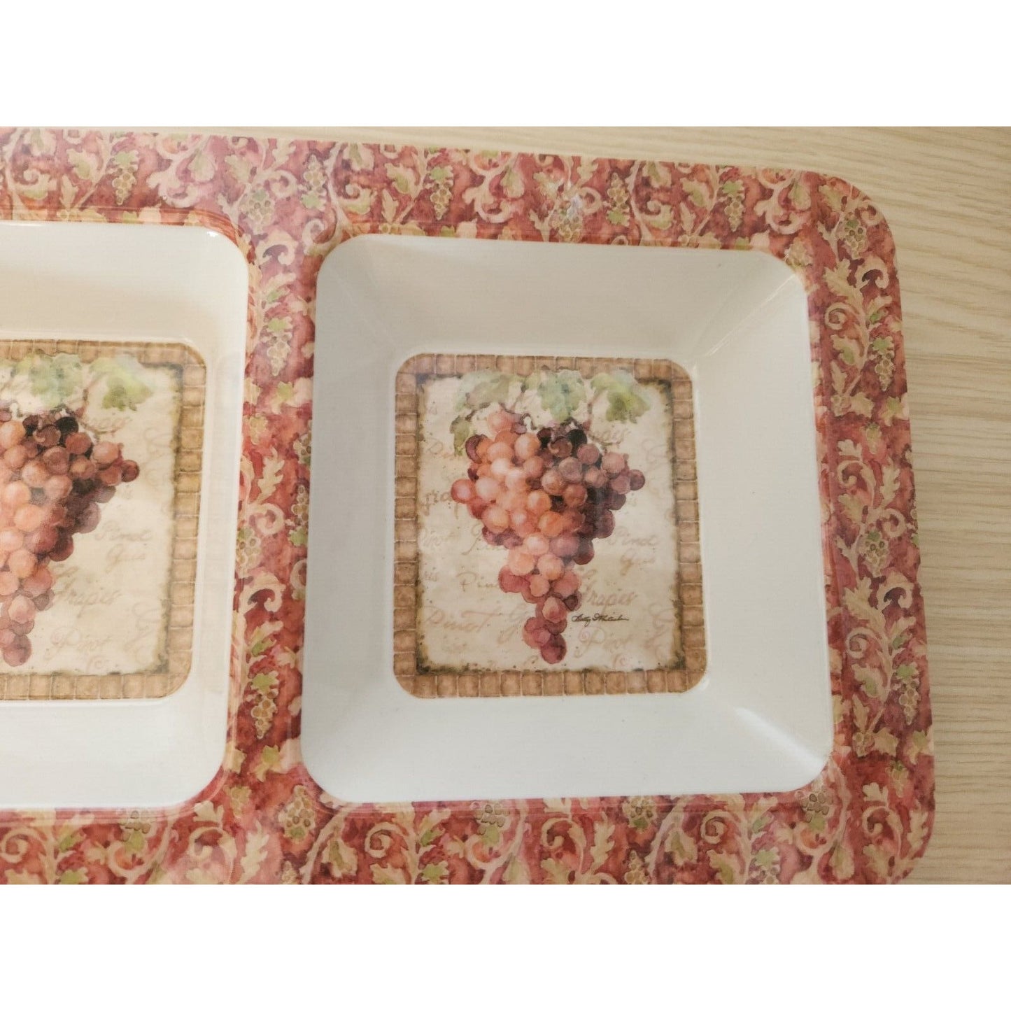 Grape Cluster Design Serving Tray 3 sections  19" x 8" x 2"