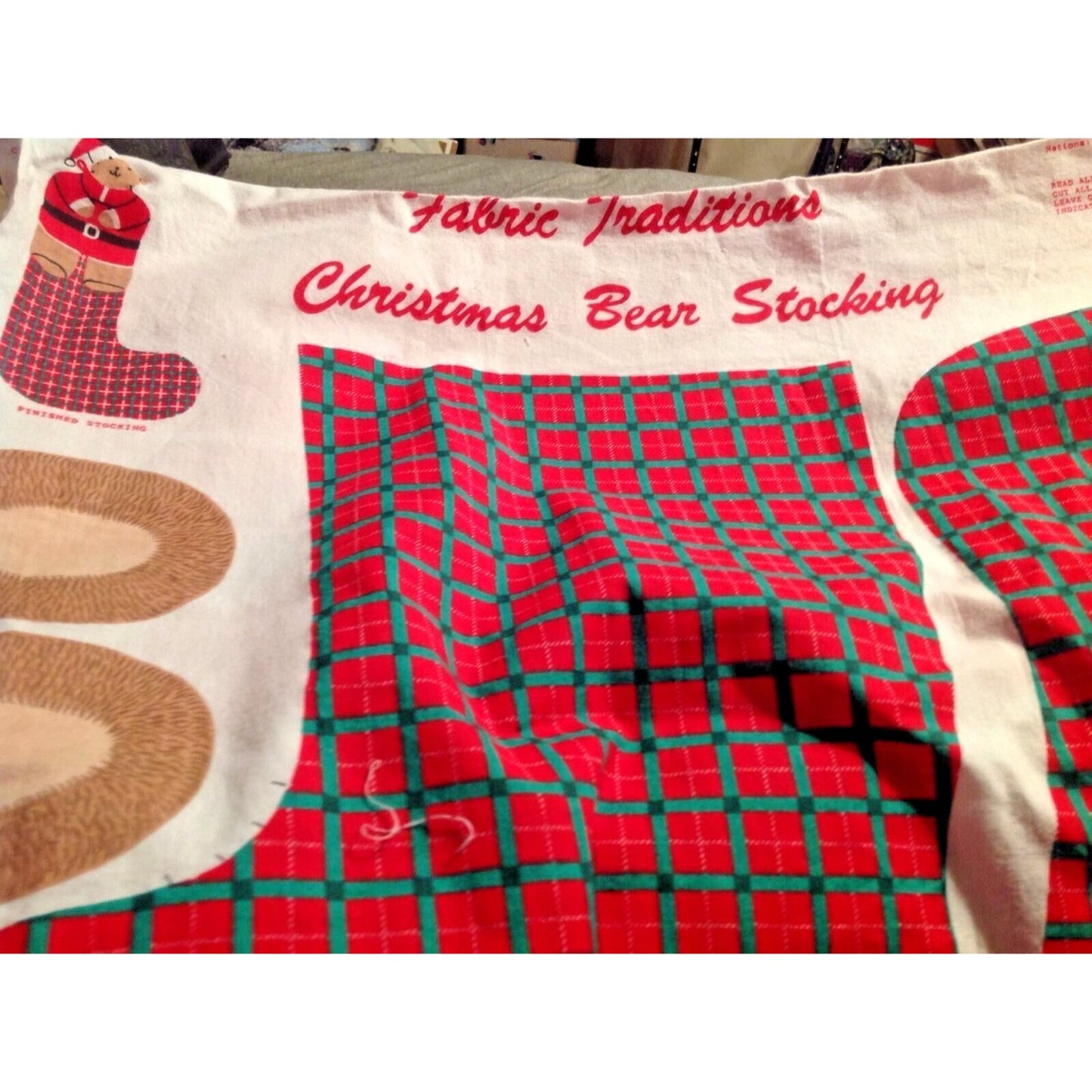 Material Fabric Christmas Stocking Bear Santa Pattern Instructions