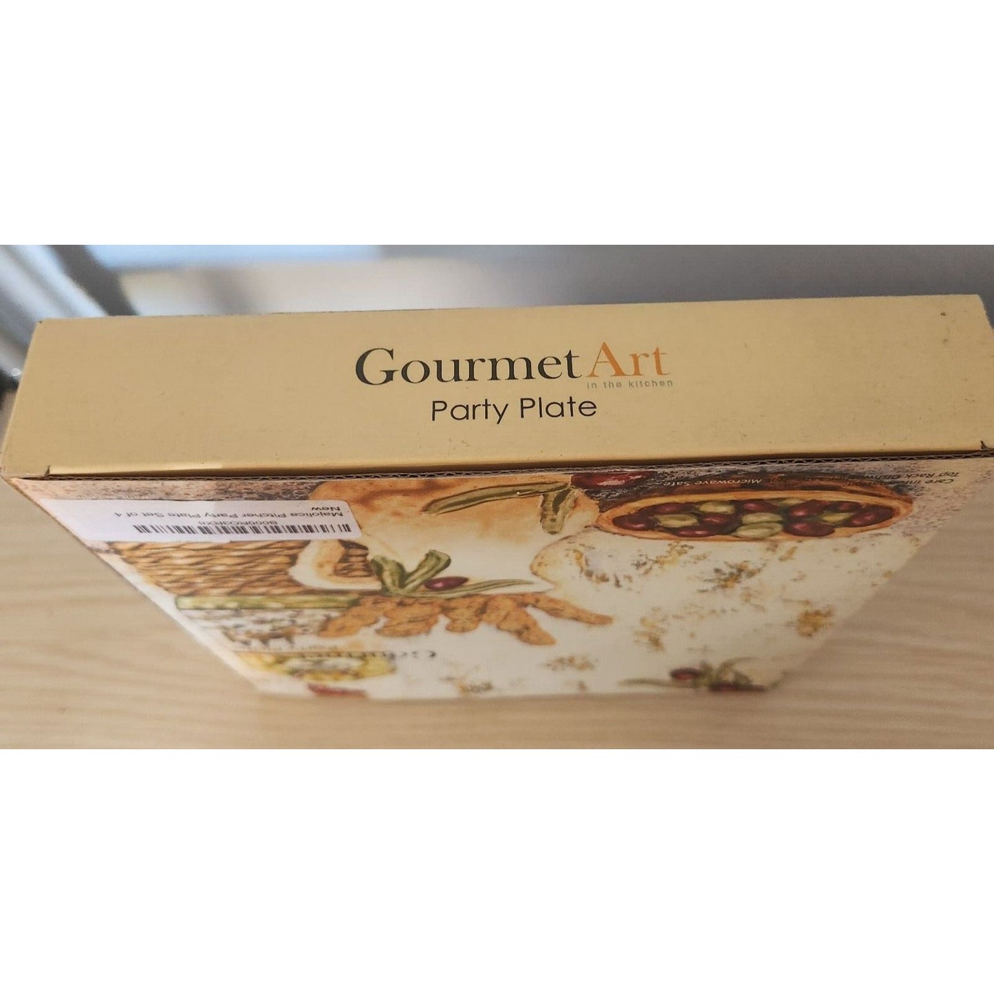 Gourmet Art Wine Glass Appetizer Plates 8" x 8"  Melamine Set of 4  Party Plates