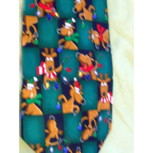 Tie 100 % Silk  Happy Reindeer Scarf Special Ties Neck Tie Holiday Bulbs Lights