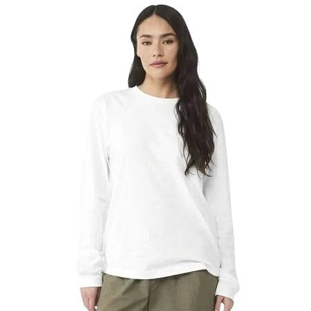 T-Shirt White  Long Sleeve Anvil 100% Cotton Size Large Comfort Fit