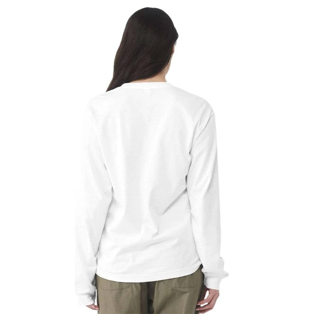 T-Shirt White  Long Sleeve Anvil 100% Cotton Size Large Comfort Fit