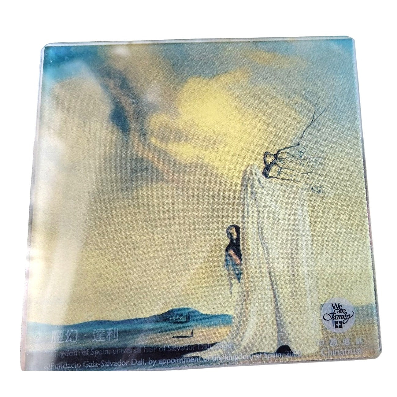 Glass Coasters Salvador Dali's Artwork Graphics  4 " x  4 "  Set of 4  Rubber Feet