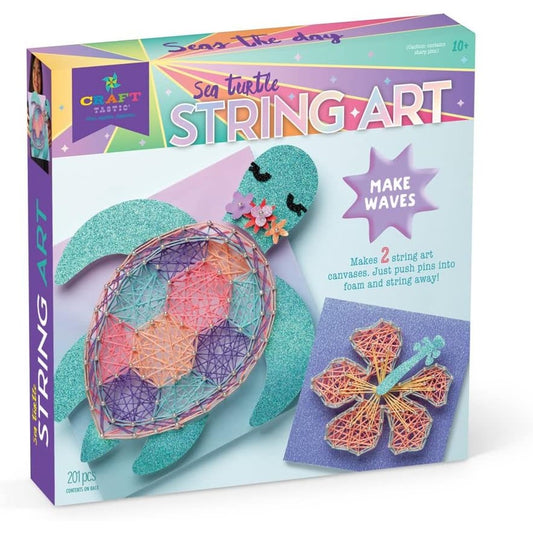 Craft-tastic — String Art Sea Turtle for 2 Fun Craft Projects — Sea Turtle and Hibiscus Flower — Ages 10+