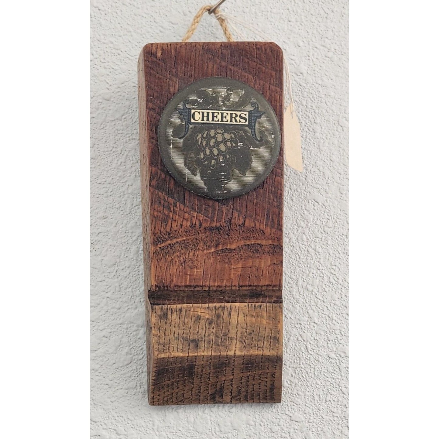 Wine Barrel Wood Sign Grape Cluster button Wine Stave Stained Hanger