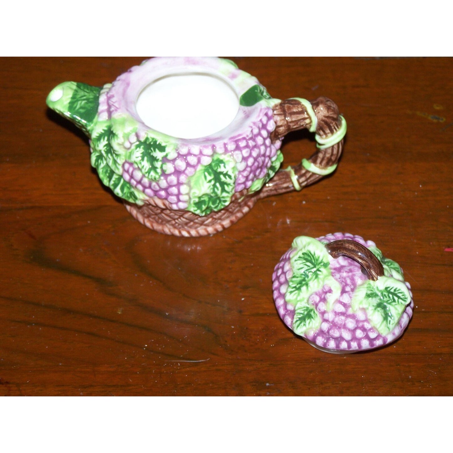 Tea Pot Decorative Ceramic Mini Tea Pot Teapot Grapes Clusters and Vines GKRO