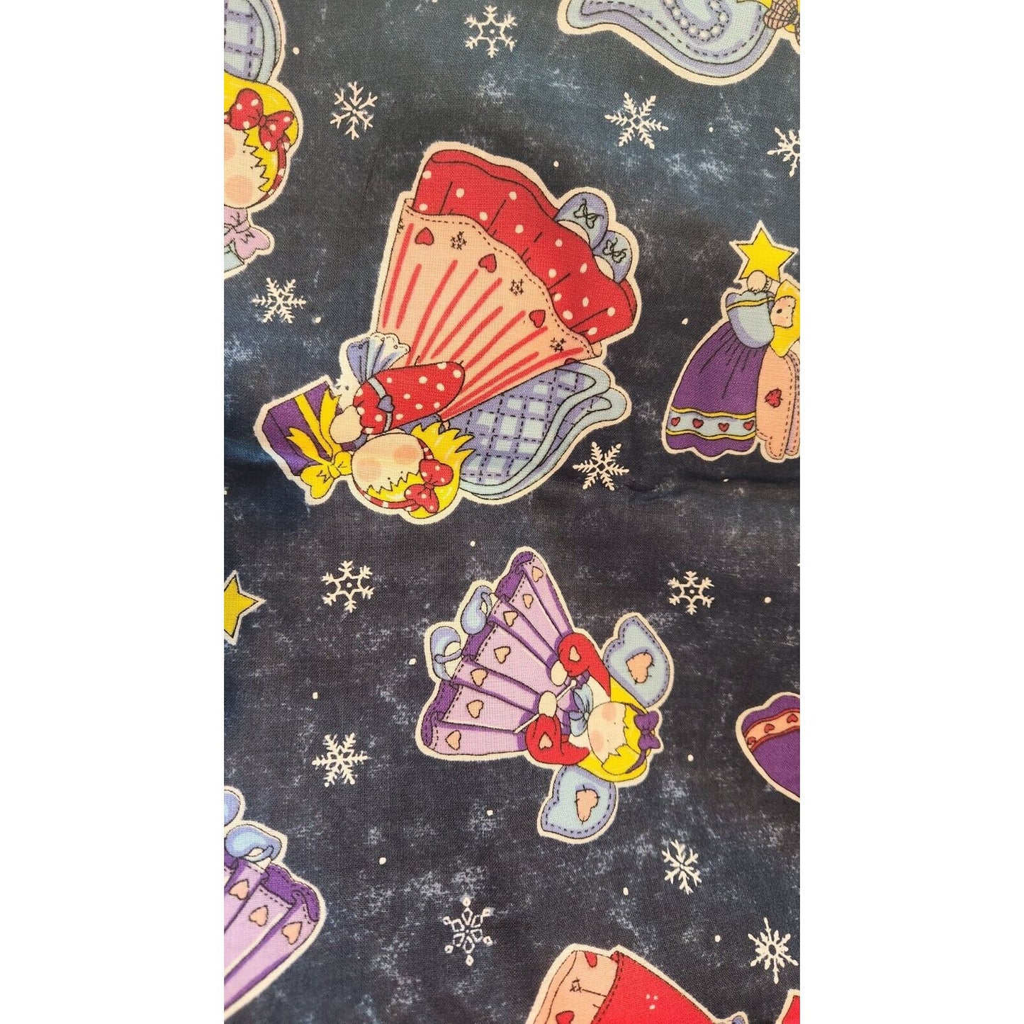 Material Fabric Blue Cotton Christmas Sprit # 6064 45" x 50"  Spring Industries