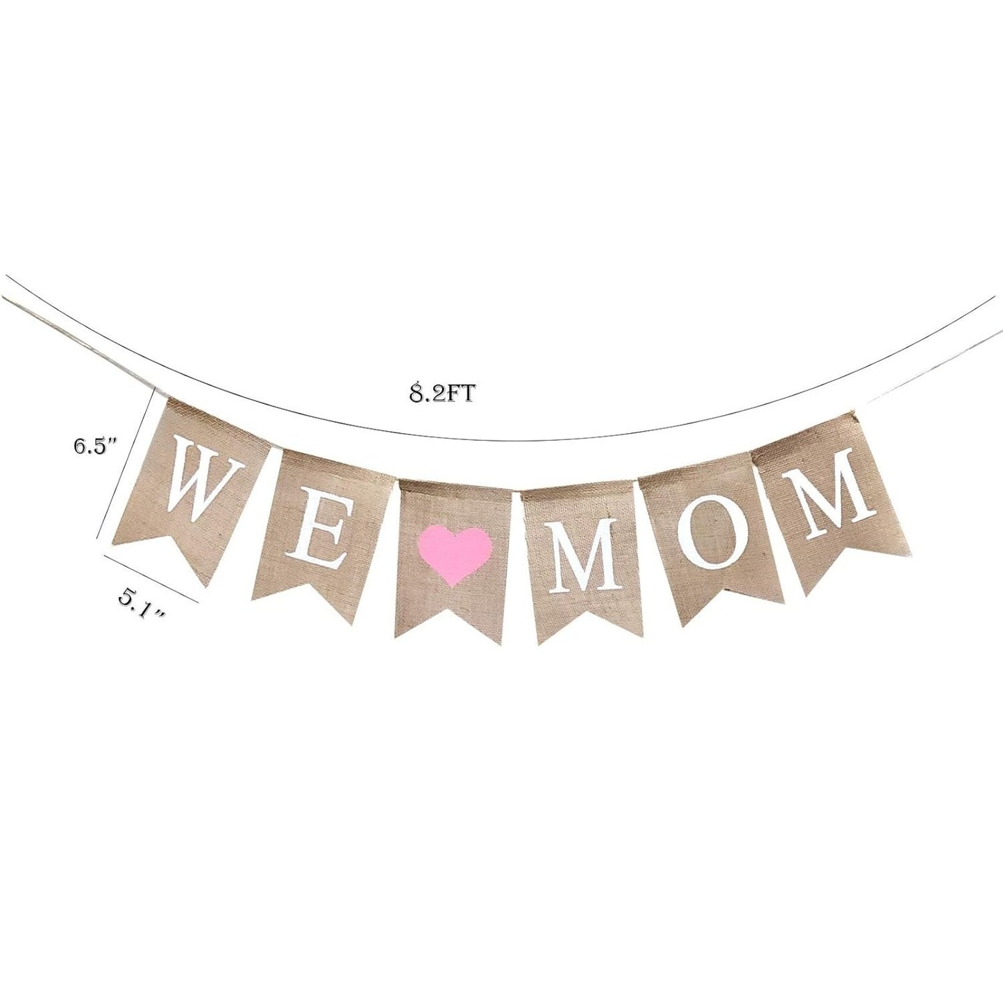 Rustic We Love Mom Burlap Garland Banner Mother's Day Decorations Mothers Day Bunting Banner Sign  Mother's Day Party