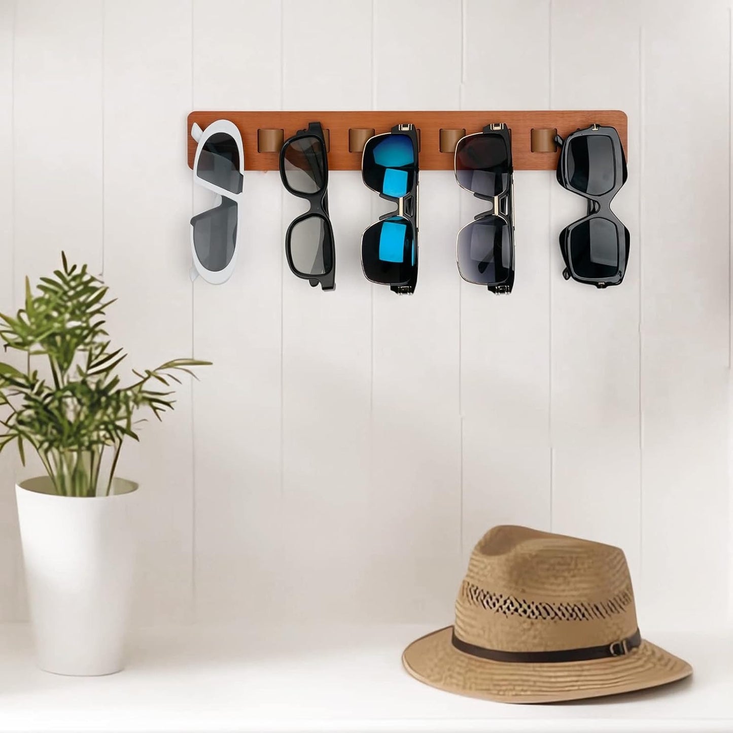 TIGARI Sunglass Organizer, Wood Sunglass Holder for Wall, Hanging Eye Glasses Stand, Sunglasses Storage Eyewear Display, Eyeglass holder for