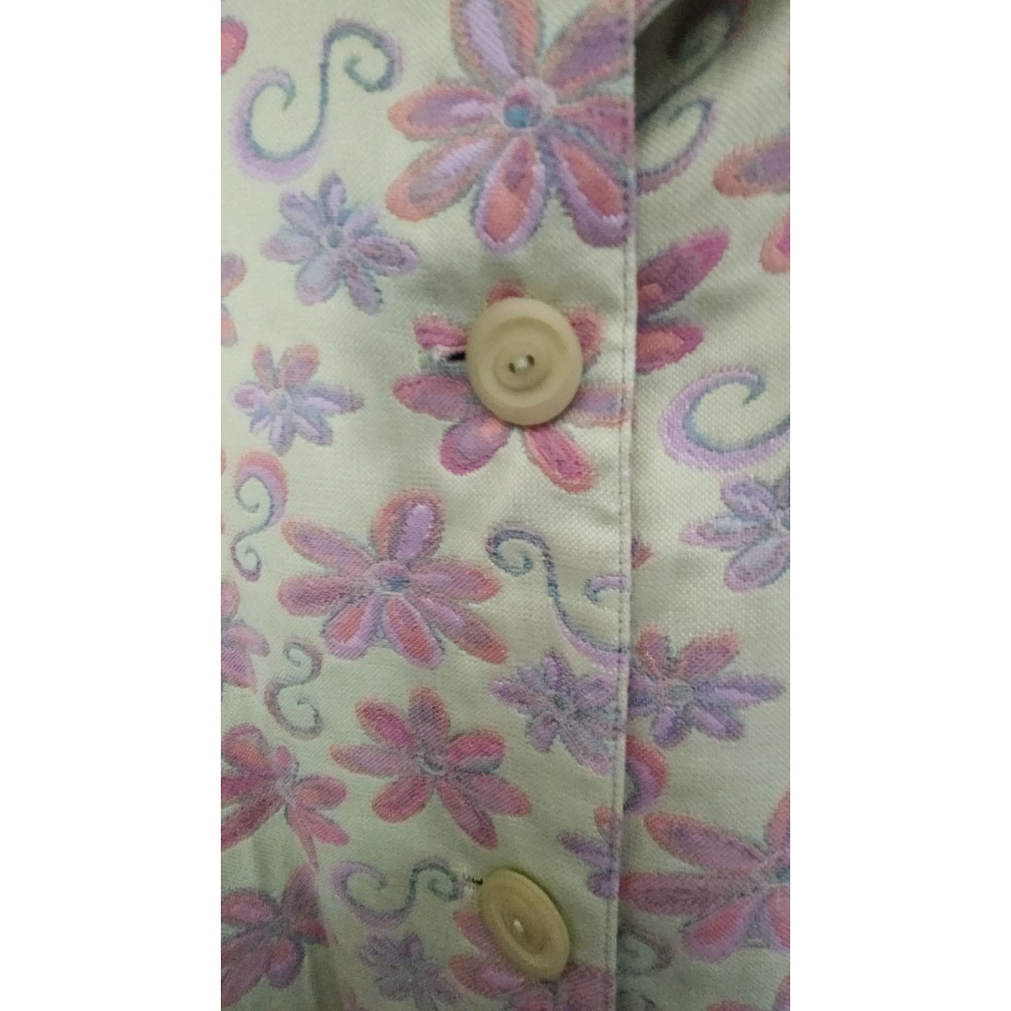 Jacket JDS Collection Size 1 X  Green Multi Colored Flowers Button Down Pockets