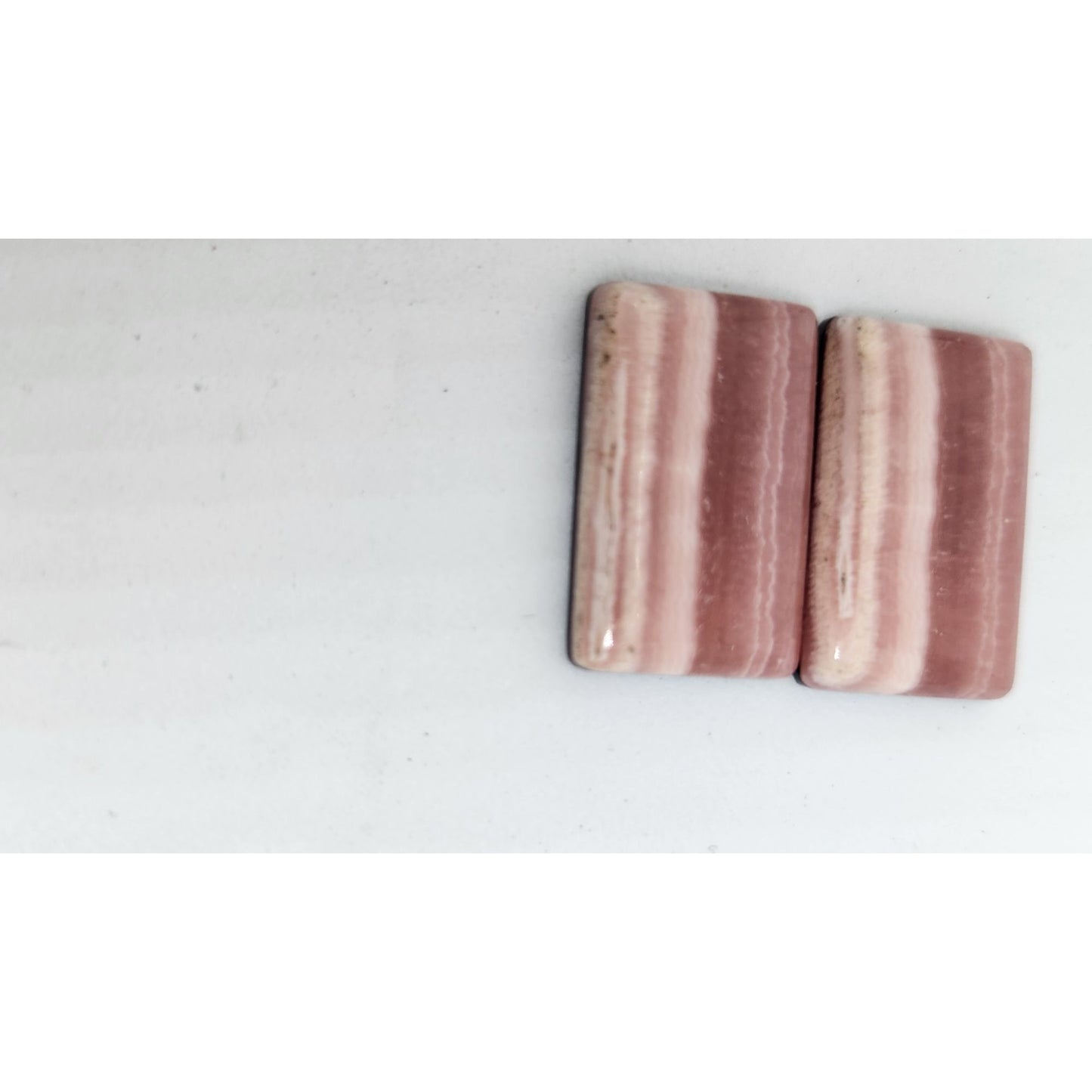 Gemstone Loose Matched Pair Rhodochrosite Crystal Pink Stripes 23.5 ct  5.1 gr