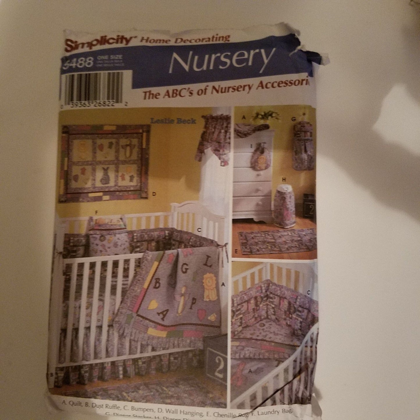 Pattern Simplicity # 5488 Size 5 Nursery The ABC's of Nursery Accessories