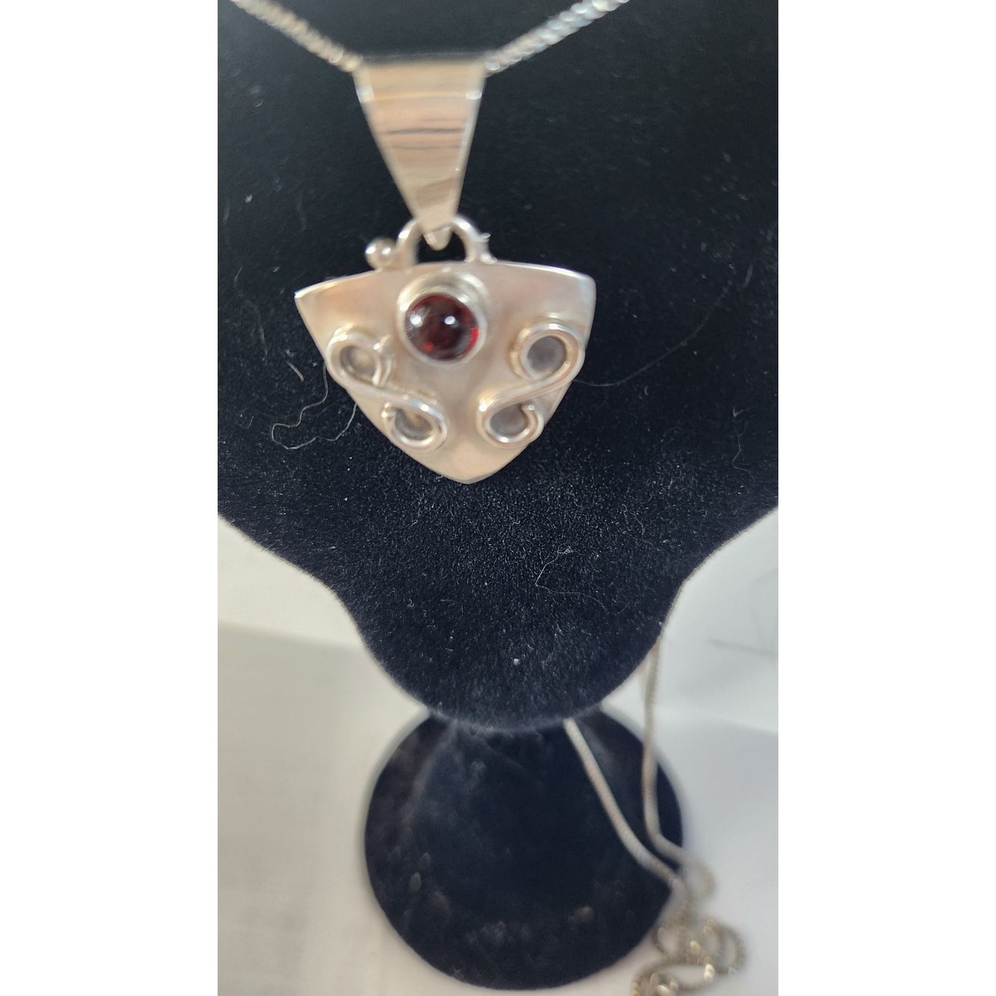 Necklace and Earrings  Silver Set Garnet 9.5 gr 16" Chain Silver Jerry & Fran Harr